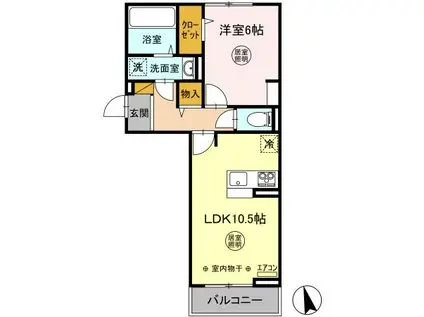 エースコートⅢ(1LDK/3階)の間取り写真