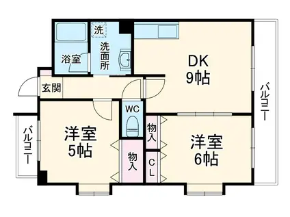 BEVERLY HILLS(2LDK/2階)の間取り写真