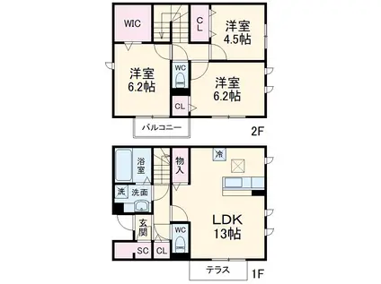 SALLE DE SEJOUR(3LDK/1階)の間取り写真