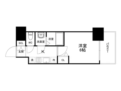 GM難波ウエストD.C(1K/8階)の間取り写真