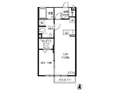 モナリエ春日Ⅰ(1LDK/1階)の間取り写真