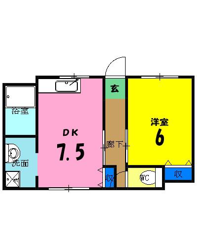 望ハイツ(1DK/1階)の間取り写真