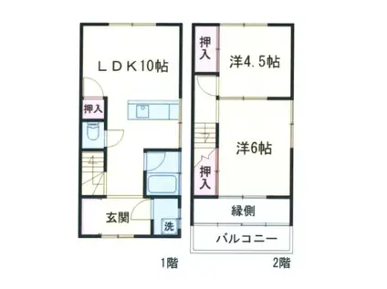 東京都荒川線 熊野前駅 徒歩6分 2階建 築51年(2LDK)の間取り写真