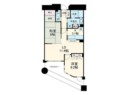 BSタワー橋本E棟(2LDK/27階)の間取り写真