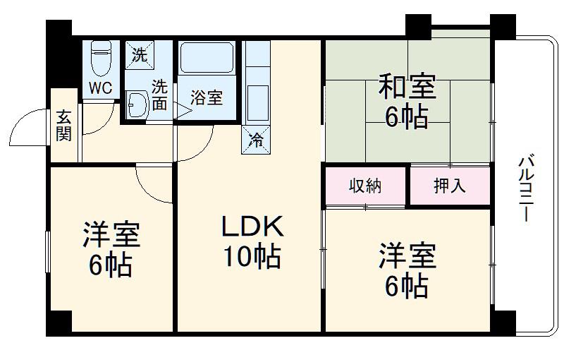 アビタシオン西緑丘(3LDK/2階)の間取り写真
