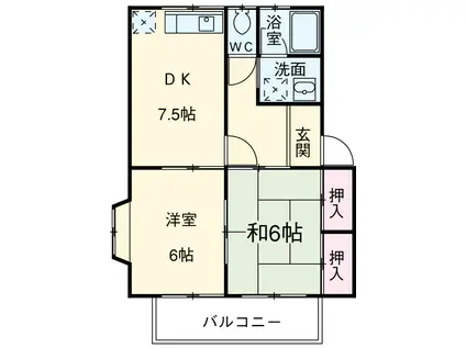 エスポワールミユキA(2DK/1階)の間取り写真