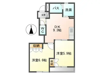 コロネット(2DK/1階)の間取り写真