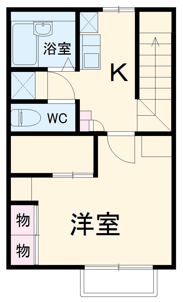レオパレス幸田B(1K/2階)の間取り写真