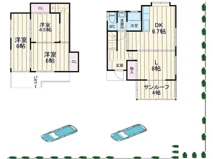 京成電鉄本線 京成大和田駅 徒歩7分 2階建 築53年(3LDK)の間取り写真