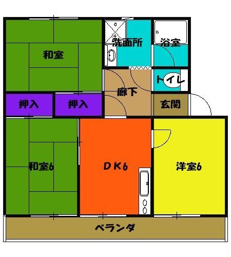 シティハイツ20(3DK/5階)の間取り写真