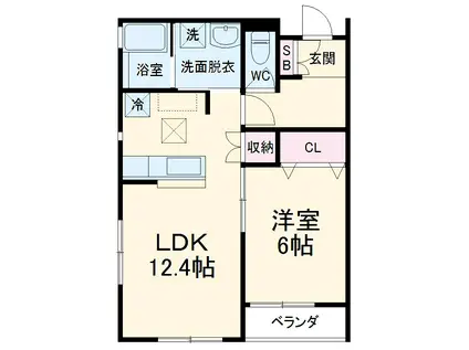 メゾンくわなわん(1LDK/1階)の間取り写真