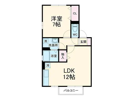 サウスメドウ B棟(1LDK/2階)の間取り写真