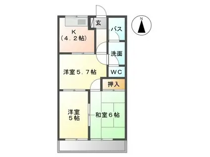 ハイムE(3K/2階)の間取り写真