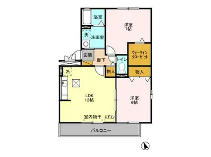 マリンコート鴨川(2LDK/1階)の間取り写真