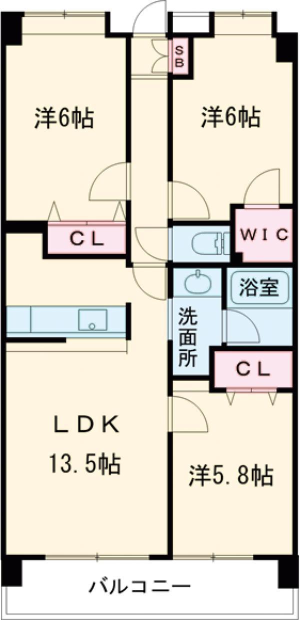 サンクレイドル高崎ガーデンコート(3LDK/3階)の間取り写真