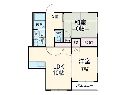 尾野スカイハイツ3(2LDK/2階)の間取り写真