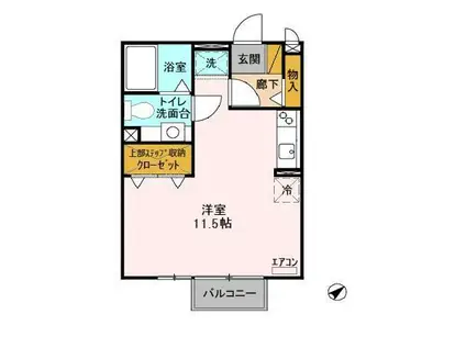 シャルマン ⅡD(ワンルーム/2階)の間取り写真