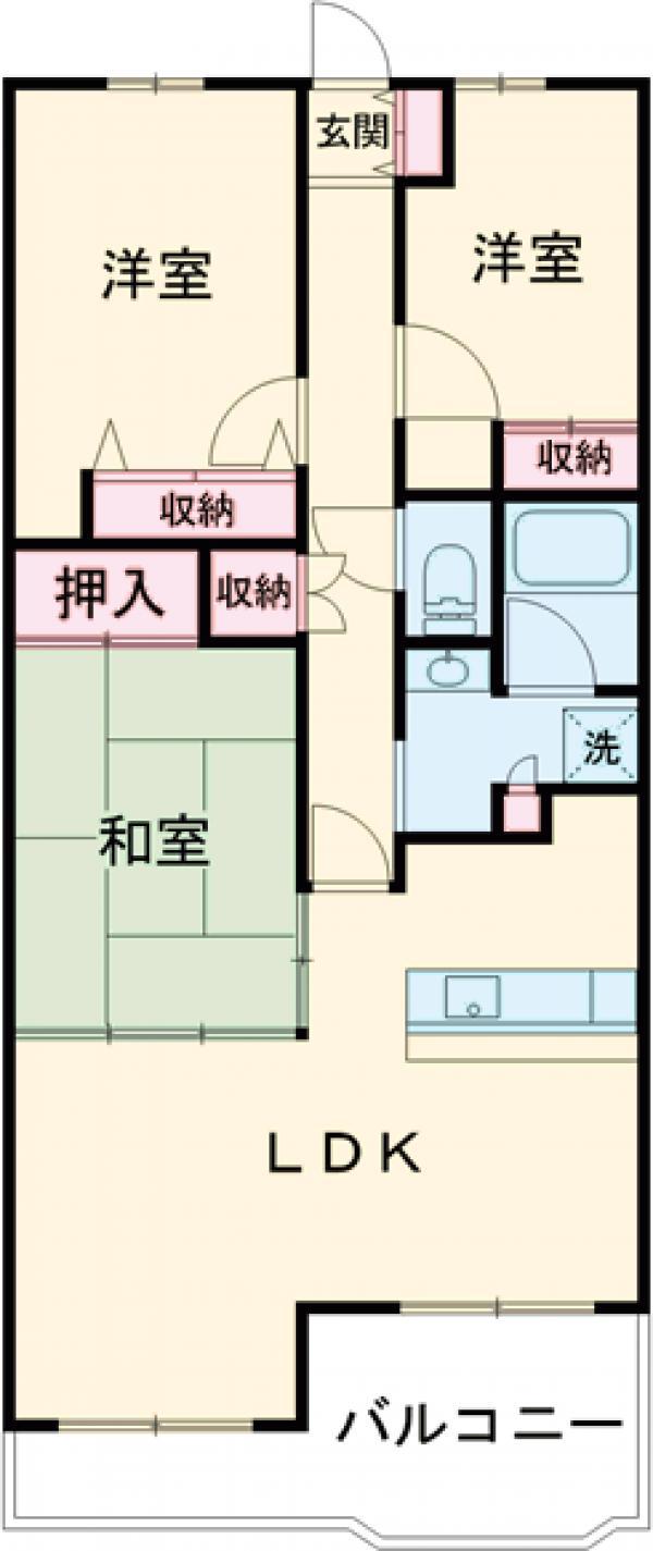 マロニエハイツ今泉(3LDK/4階)の間取り写真