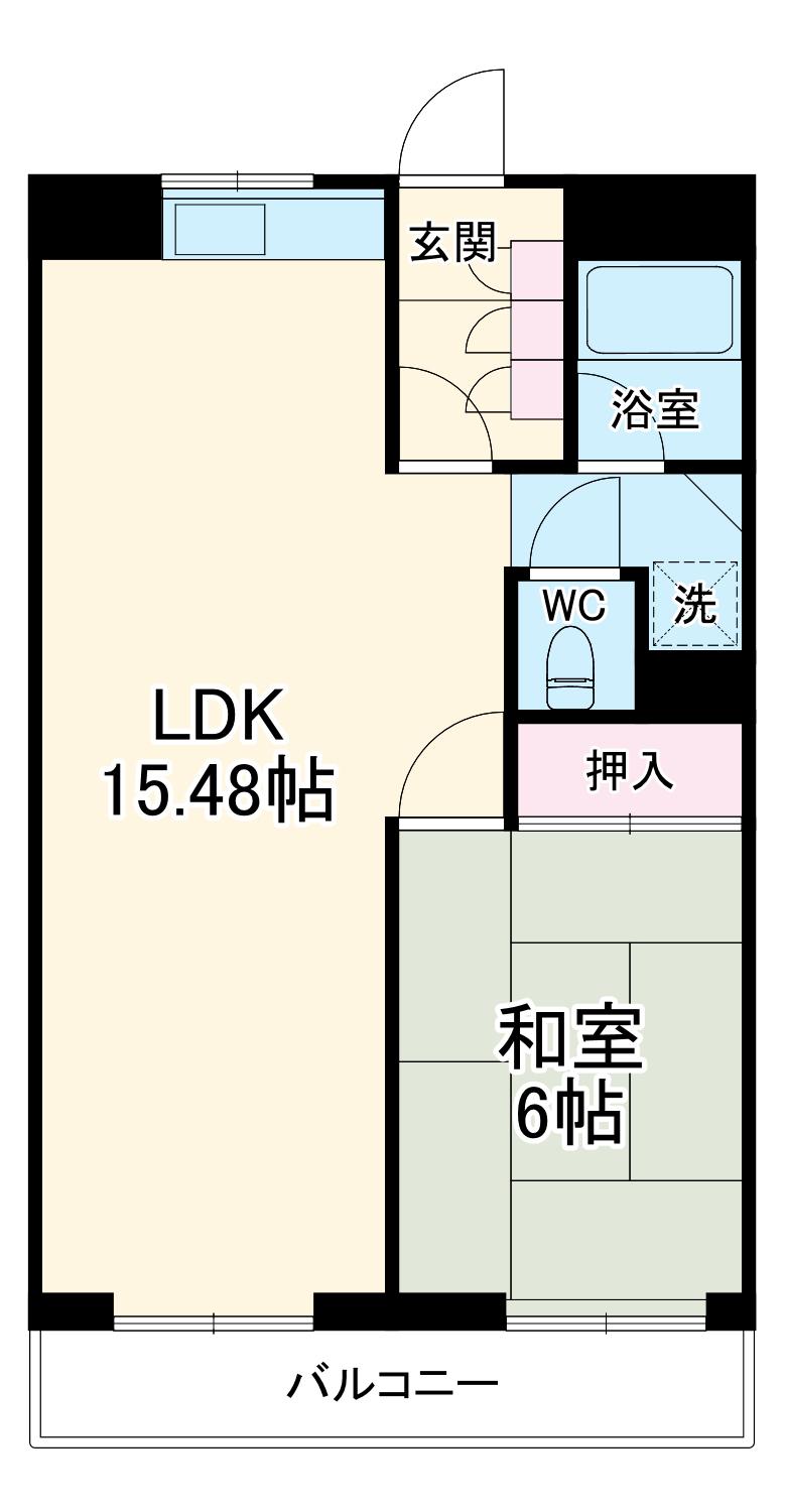 東八コーポ(1LDK/4階)の間取り写真