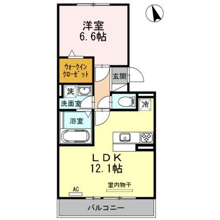 クレア浦里 B棟(1LDK/2階)の間取り写真