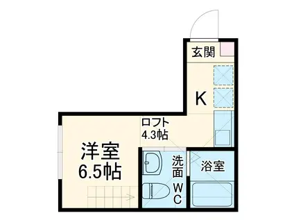 ハーミットクラブハウス二俣川AI(ワンルーム/2階)の間取り写真