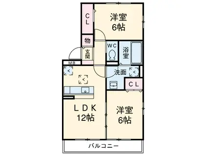 フロレゾンさくら(2LDK/2階)の間取り写真