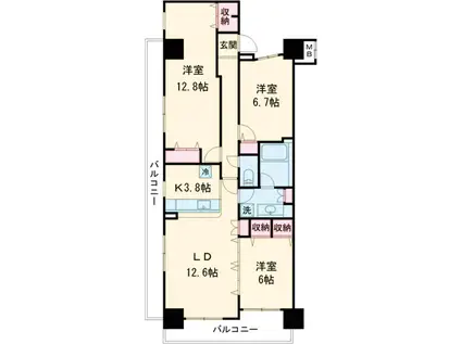 マクシスタワーズ アネックスデュオ(3LDK/9階)の間取り写真