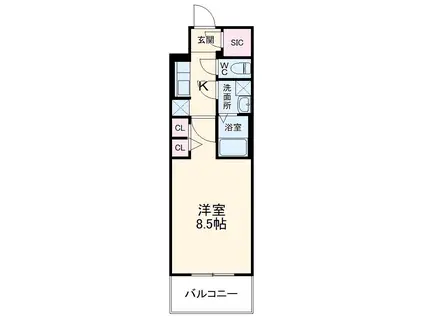 S-RESIDENCE黒川本通一丁目(1K/5階)の間取り写真