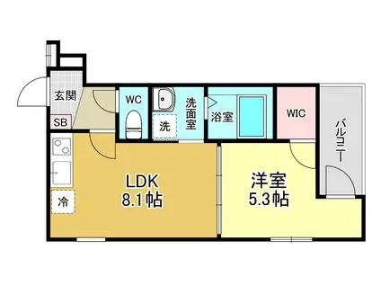 フジパレス下新庄駅西Ⅱ番館(1LDK/2階)の間取り写真