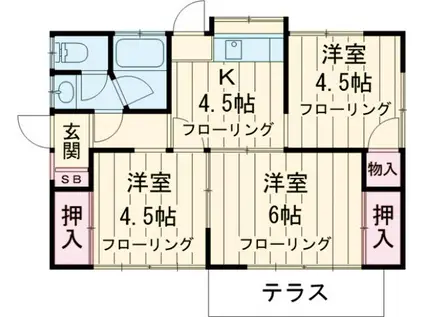 中央本線 国立駅 徒歩9分 1階建 築51年(3DK)の間取り写真