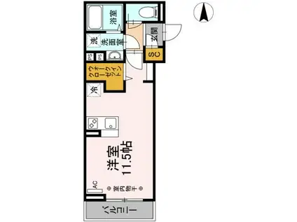 ボンヌ・シャンスB(ワンルーム/3階)の間取り写真