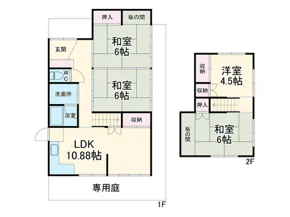 東海道本線 新蒲原駅 徒歩19分 2階建 築52年(4LDK)の間取り写真