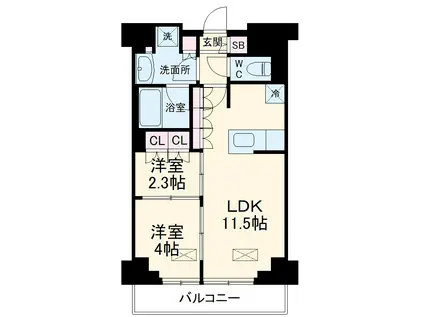 ラティエラ武蔵小杉(2LDK/6階)の間取り写真