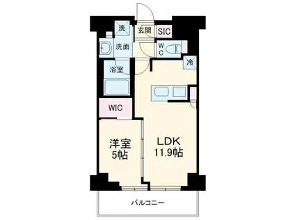 ラティエラ武蔵小杉(1LDK/1階)の間取り写真