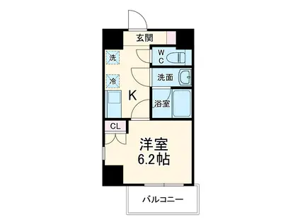 東海道本線 岡崎駅 徒歩2分 8階建 築17年(1K/3階)の間取り写真