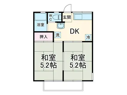 ウイング上本郷(2DK/2階)の間取り写真