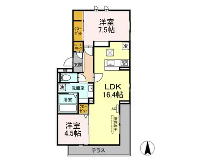 グランシャリオ中郷(2LDK/3階)の間取り写真