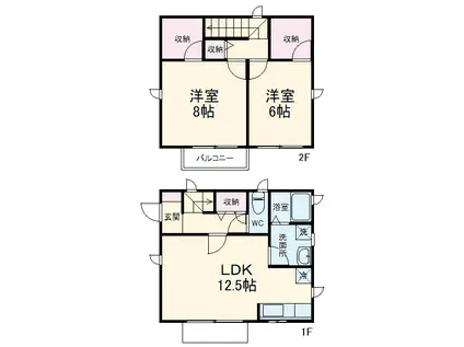京浜急行電鉄本線 弘明寺駅(京急) 徒歩12分 2階建 築13年(2LDK)の間取り写真