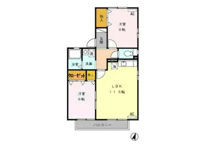 ミレニーHIRO(2LDK/1階)の間取り写真