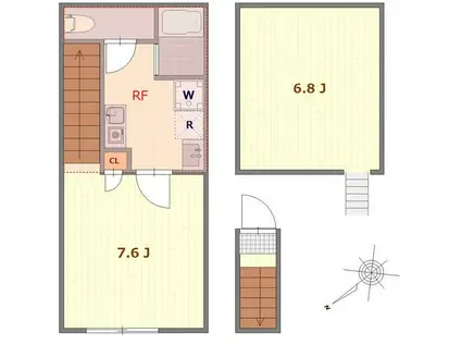 ラ セーヌ上中里(1K/2階)の間取り写真