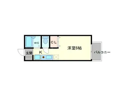 アルフレックス箕面(1K/2階)の間取り写真