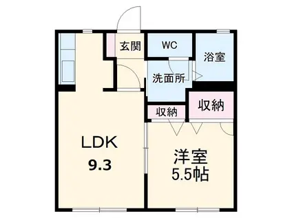 フローラⅡ(1LDK/1階)の間取り写真