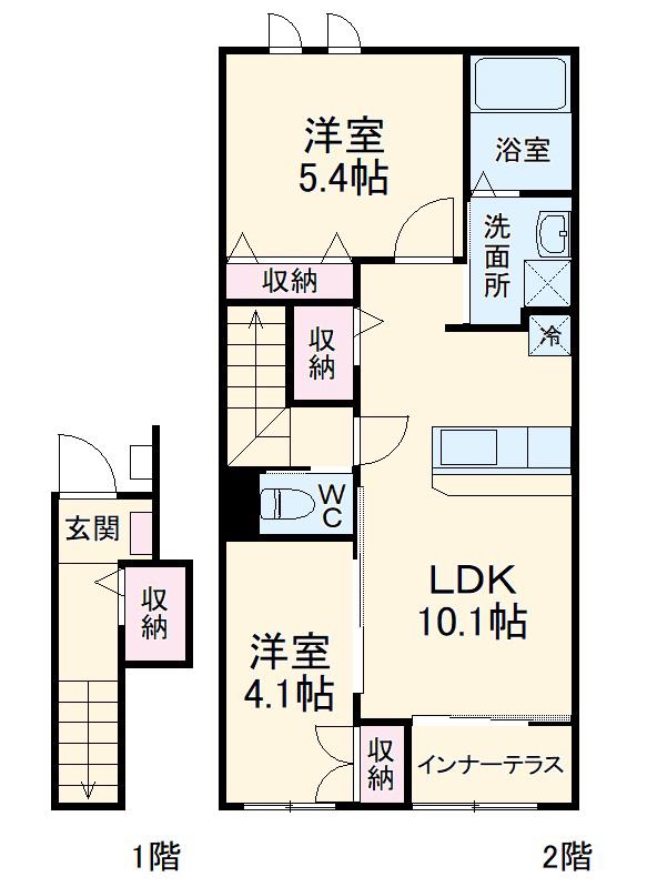 スズラン(2LDK/2階)の間取り写真