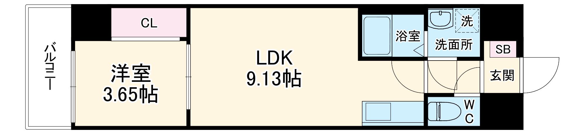 クローバー・メゾン服部(1LDK/9階)の間取り写真