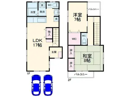 名鉄名古屋本線 前後駅 徒歩49分 2階建 築4年(2LDK)の間取り写真