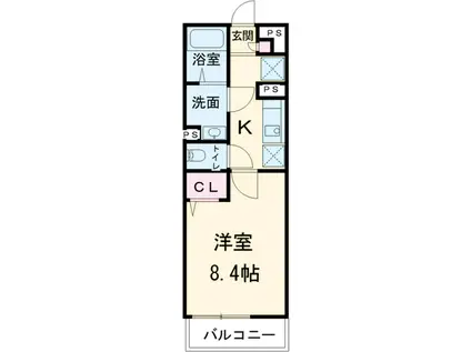 リブリ・松戸Ⅱ(1K/2階)の間取り写真