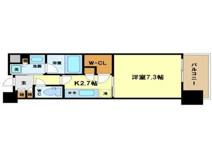 パークアクシス うつぼ公園(1K/6階)の間取り写真