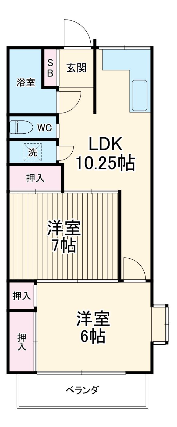コーポラスシンマチ(2LDK/3階)の間取り写真