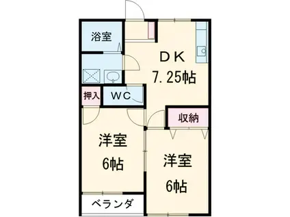 東武伊勢崎・大師線 世良田駅 徒歩64分 2階建 築37年(2DK/1階)の間取り写真