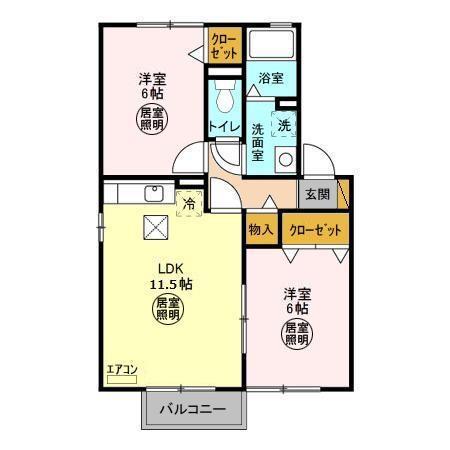 リーベルコート(2LDK/1階)の間取り写真